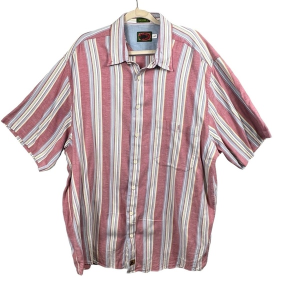 Boston Traders Mens Button Down Shirt Sz 2XT Striped Short Sleeve Multicolor - Picture 1 of 7